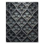 Gothic Charcoal Quatrefoil Diamond Medallion Rug