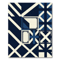 Modern Navy Cream Geometric Grid Rug