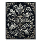 Elegant Silver Monochrome Floral Medallion Rug