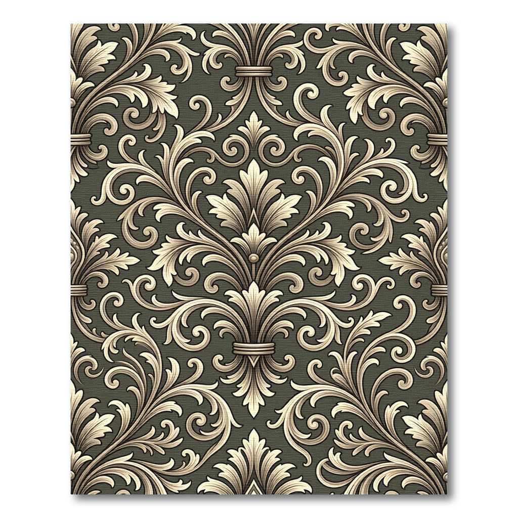 Elegant Golden Floral Scroll Rug