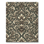 Elegant Golden Floral Scroll Rug