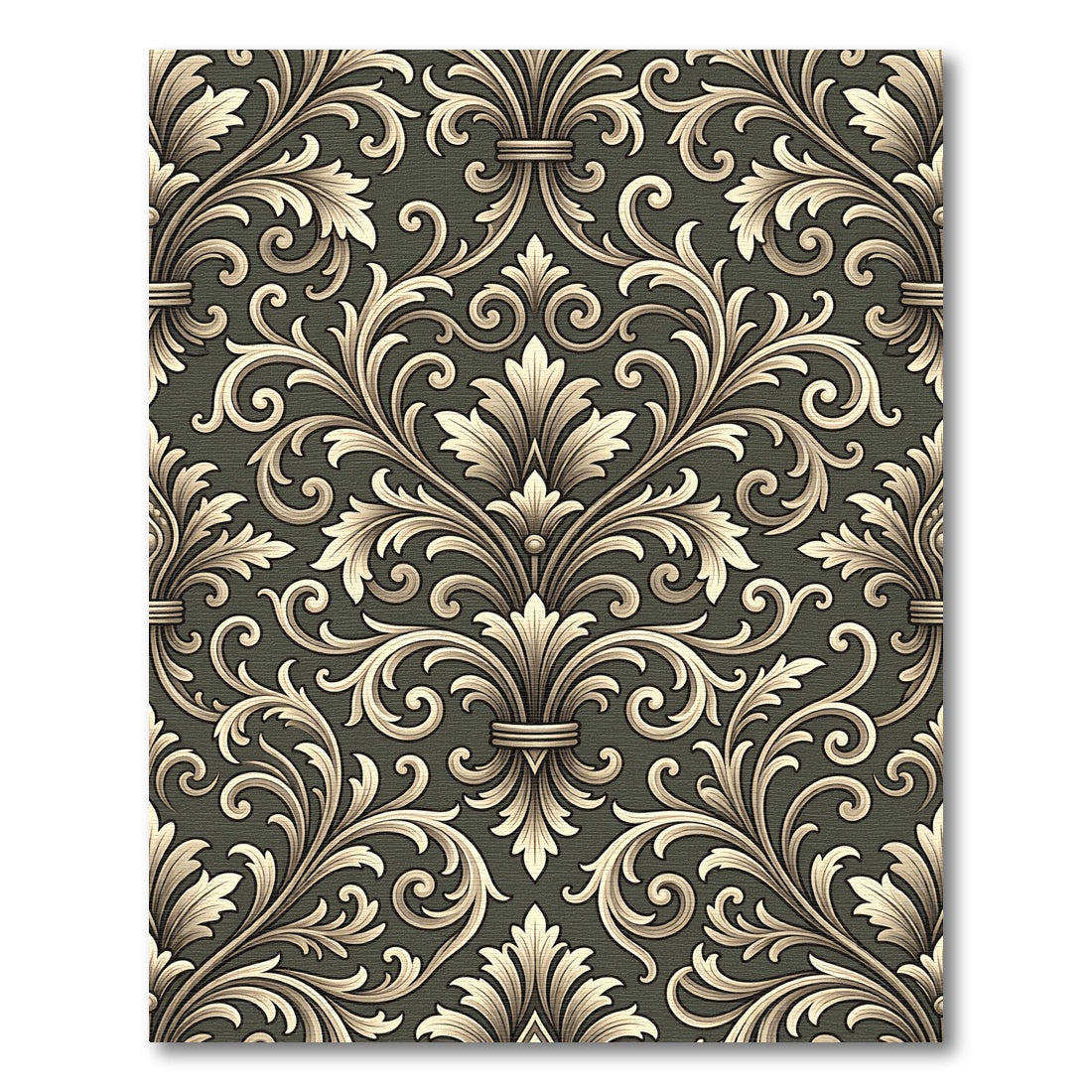 Elegant Golden Floral Scroll Rug
