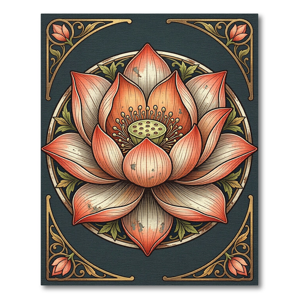 Coral Pink Lotus Mandala Art Rug