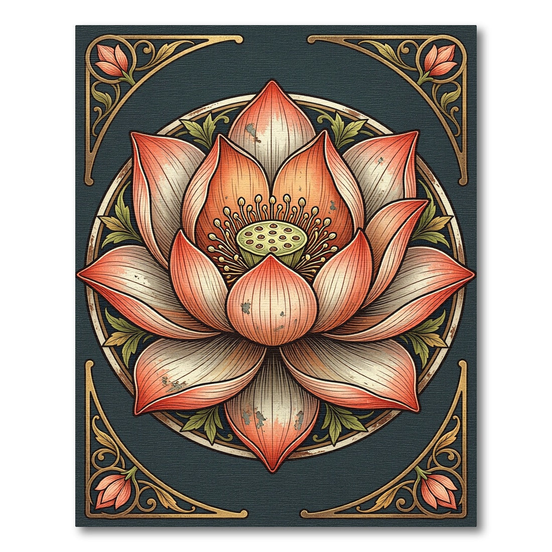 Coral Pink Lotus Mandala Art Rug