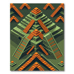 Isometric Orange Temple Pyramid Geometry Rug