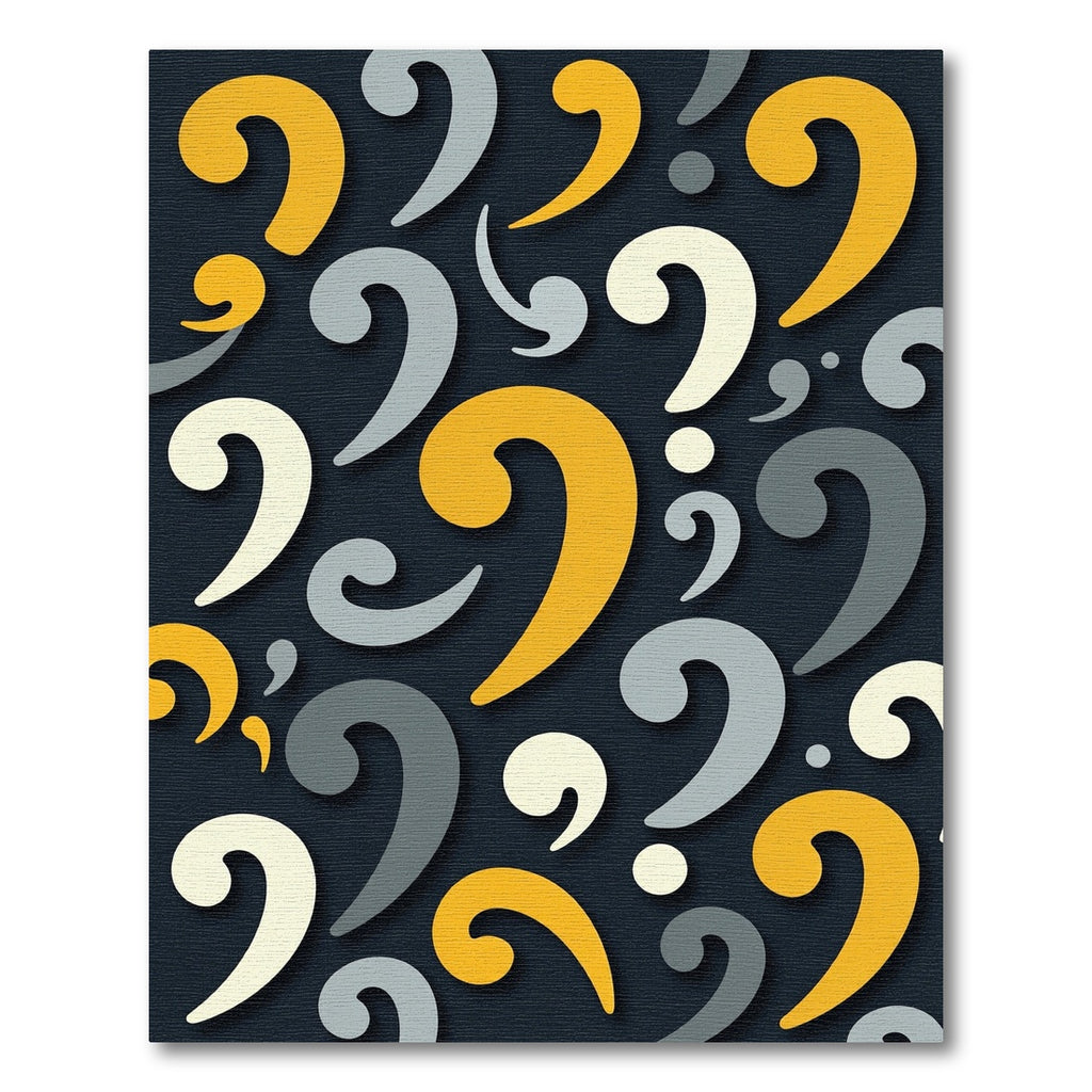 Yellow Gray Scroll Question Mark Rug