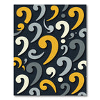Yellow Gray Scroll Question Mark Rug