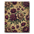 Rich Burgundy Floral Bloom Arrangement Rug