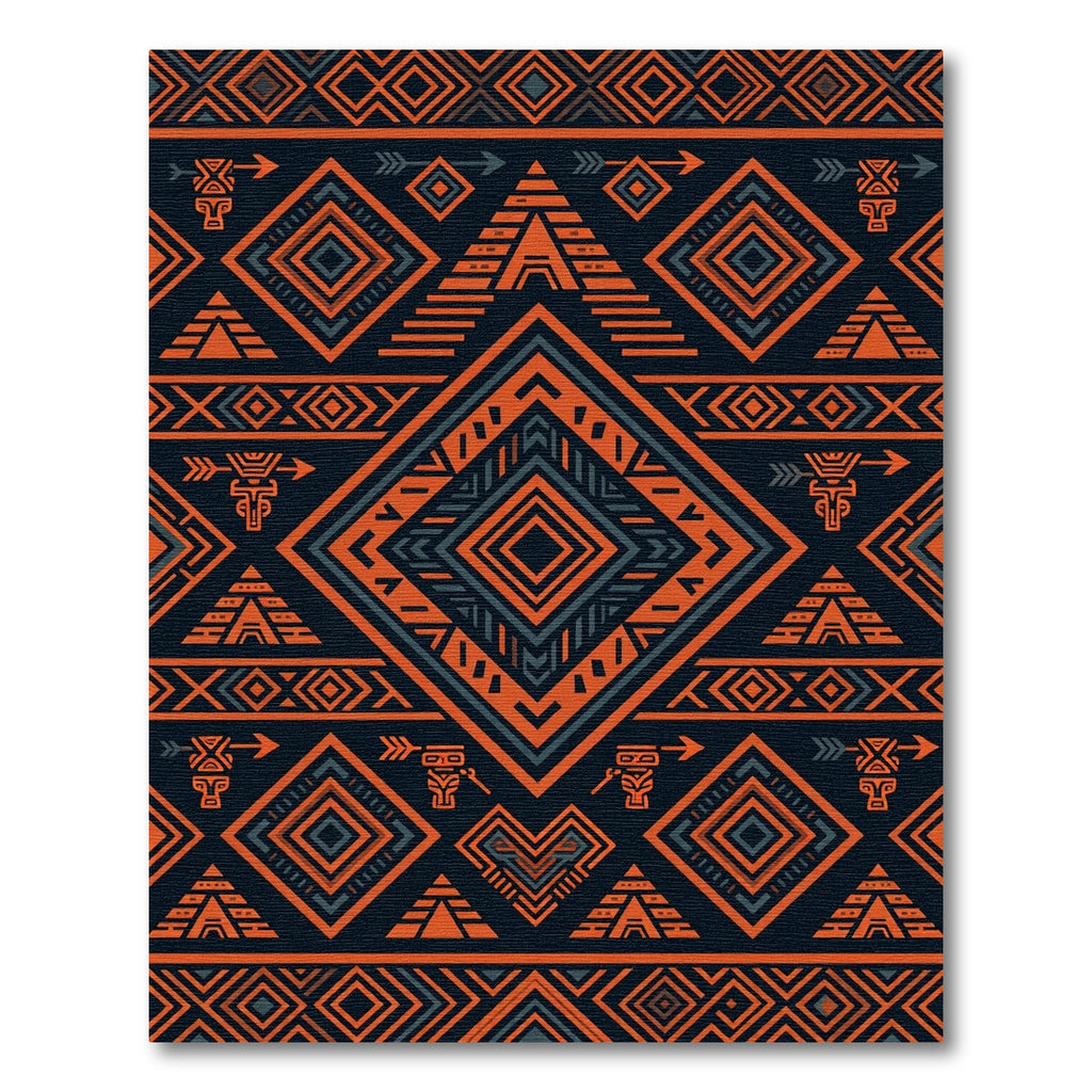 Geometric Ochre Charcoal Tribal Diamond Rug