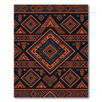 Geometric Ochre Charcoal Tribal Diamond Rug
