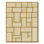 Modern Ochre Geometric Linear Grid Rug