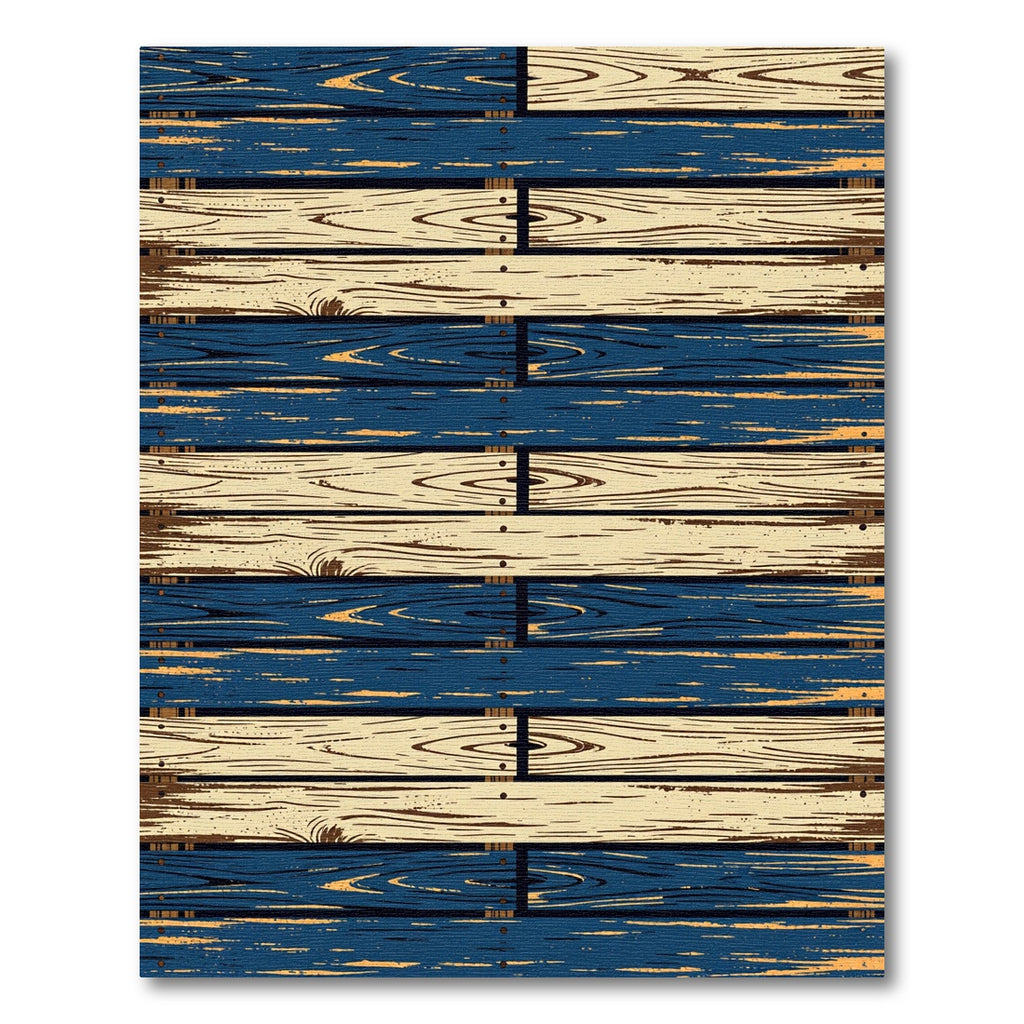 Rustic Navy and Cream Striped Planks Rug