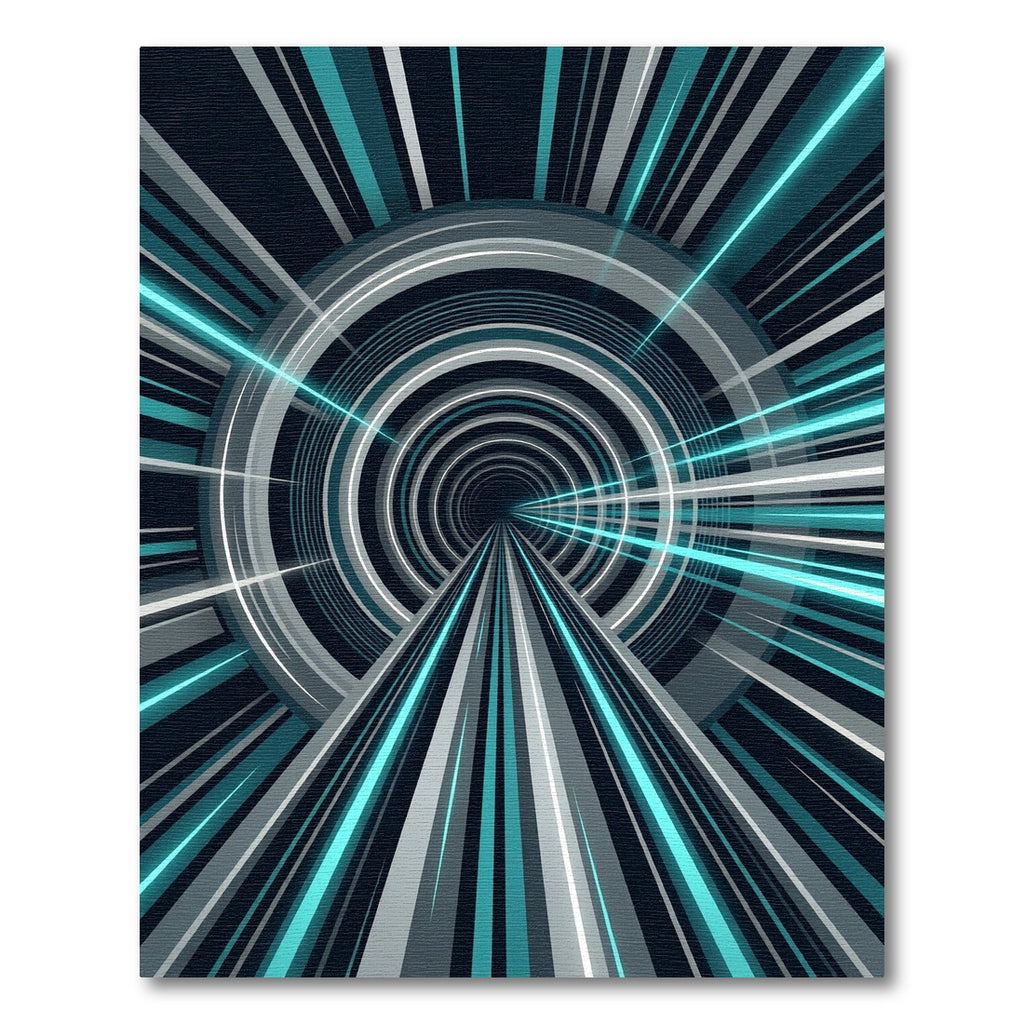 Modern Teal Abstract Infinite Tunnel Rug