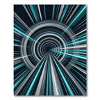 Modern Teal Abstract Infinite Tunnel Rug