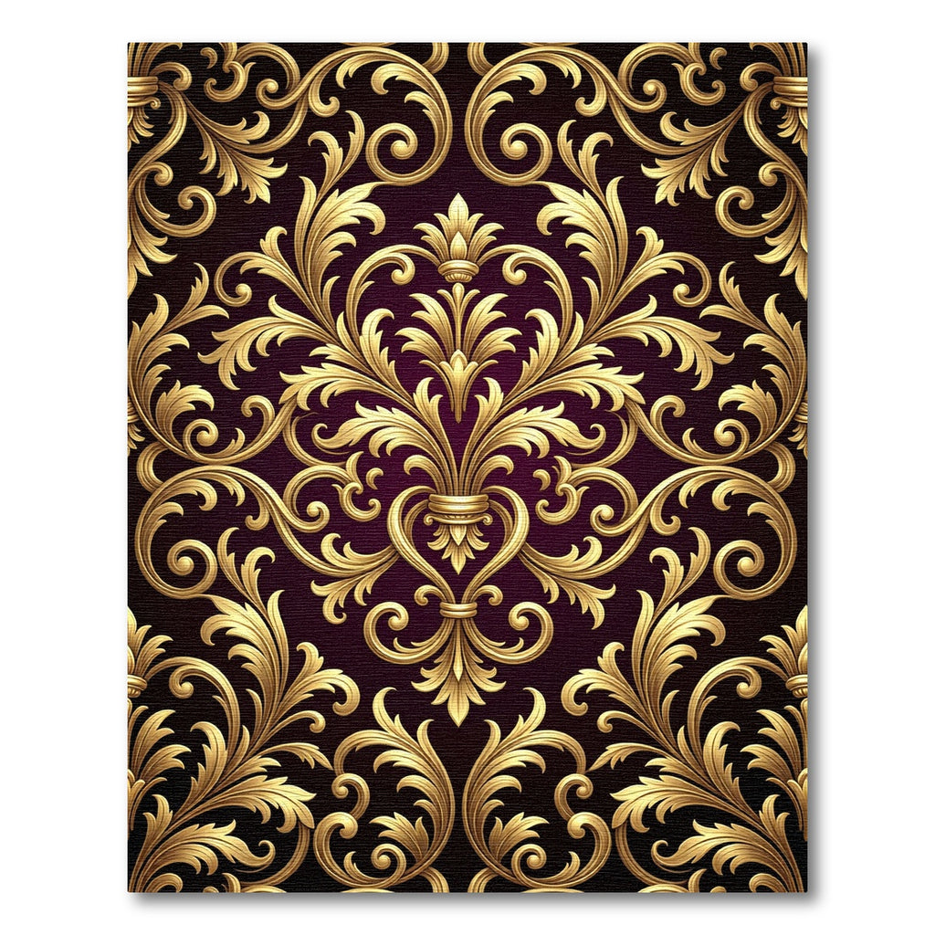Golden Baroque Floral Vines Rug