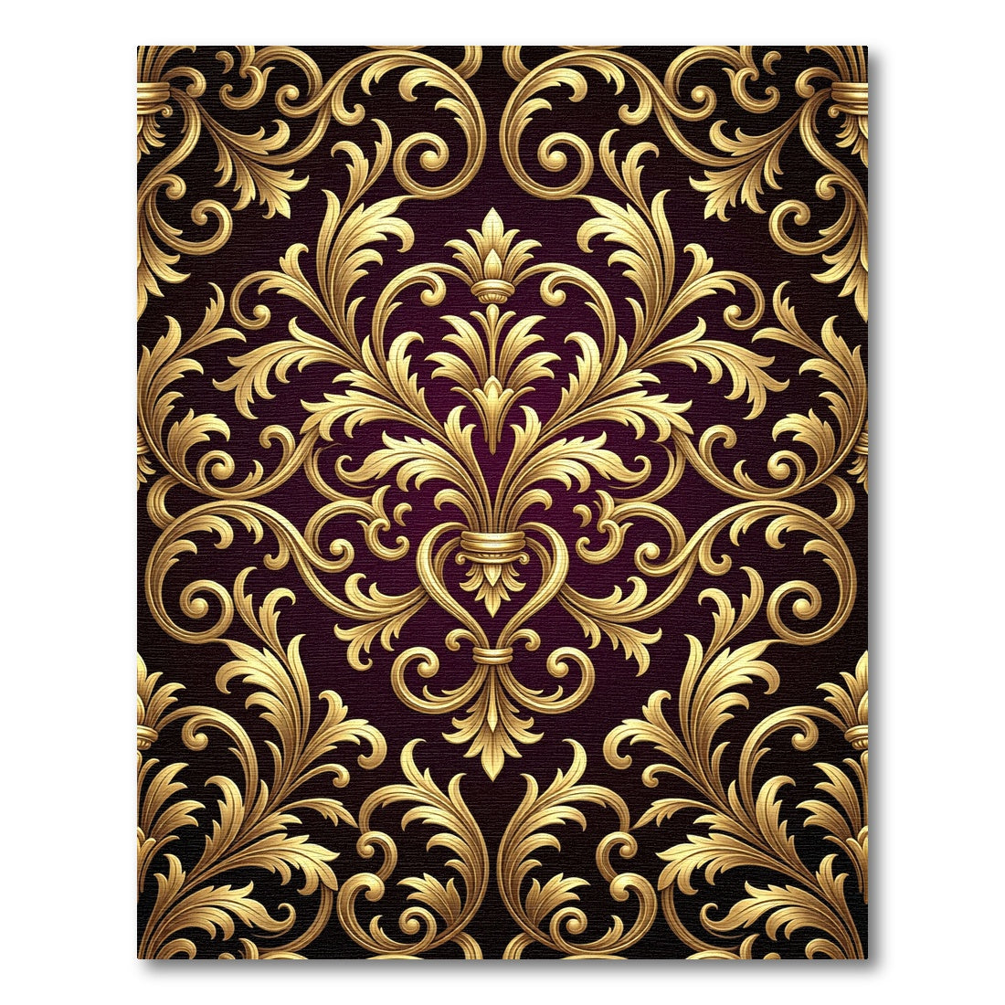 Golden Baroque Floral Vines Rug