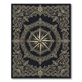 Antique Gold Compass Floral Border Rug