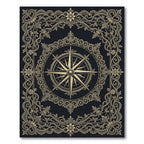 Antique Gold Compass Floral Border Rug
