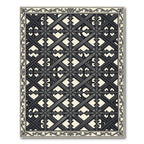 Classic Charcoal Lattice Floral Rug