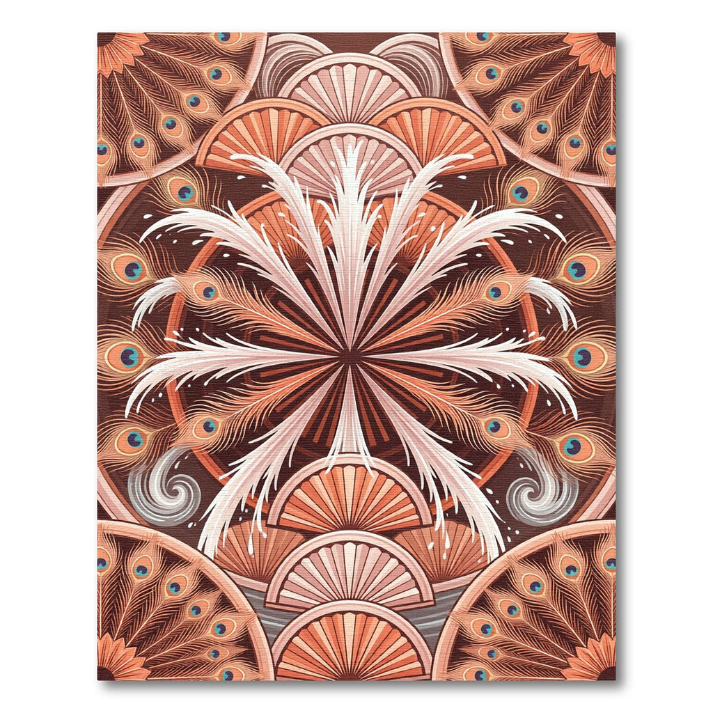Art Deco Peacock Feather Mandala Rug