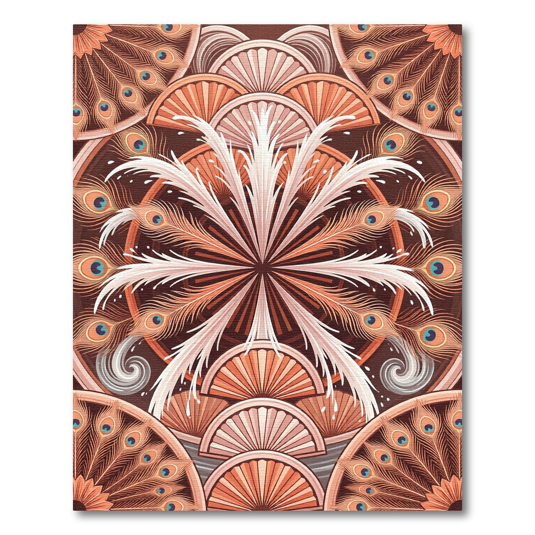 Art Deco Peacock Feather Mandala Rug