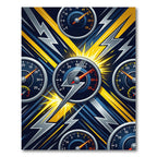 Electric Speedometer Bolt Graphic Rug