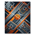 Dynamic Orange and Graphite Basketball Court Rug