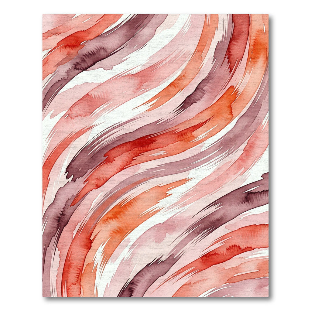 Abstract Watercolor Terracotta Crimson Swirls Rug