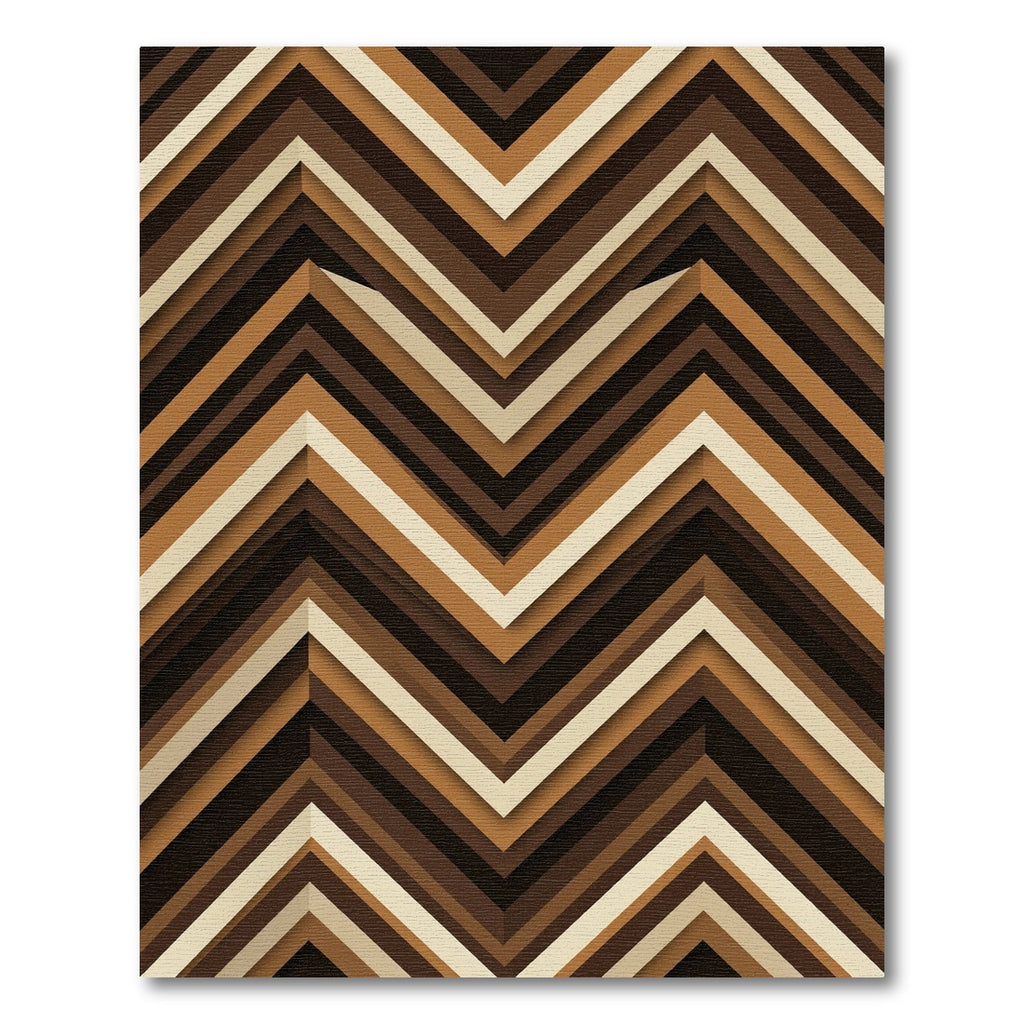 Brown Chevron Layered Stripe Rug