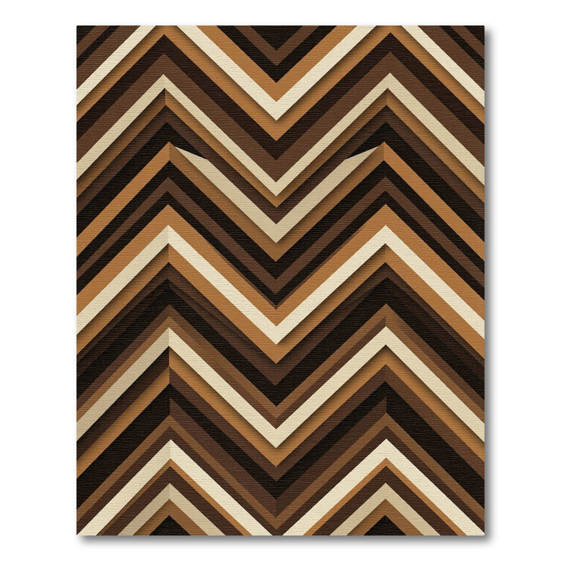 Brown Chevron Layered Stripe Rug