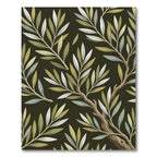 Elegant Olive Leaf Botanical Foliage Rug