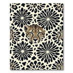 Bold Leopard Face and Floral Art Rug