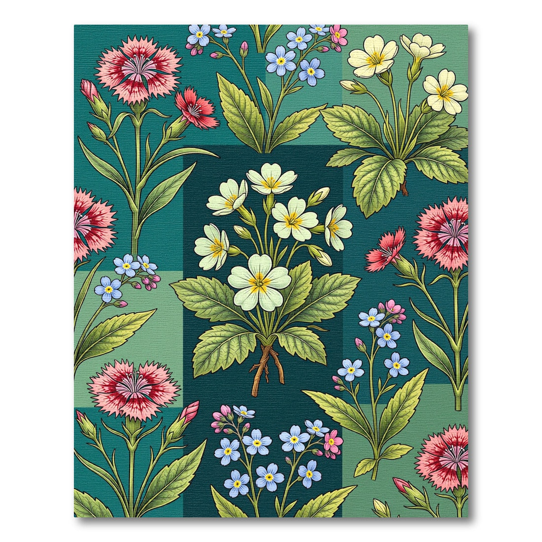 Vintage Floral Collage Emerald Garden Rug