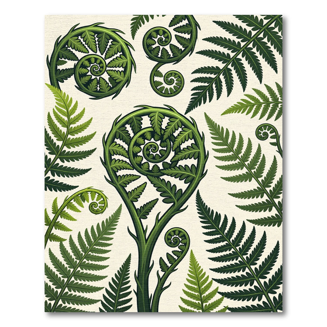 Lush Green Botanical Fern Frond Rug