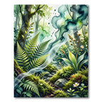 Lush Forest Ferns Watercolor Flow Rug
