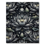 Dark Floral Garden Lotus Stars Rug