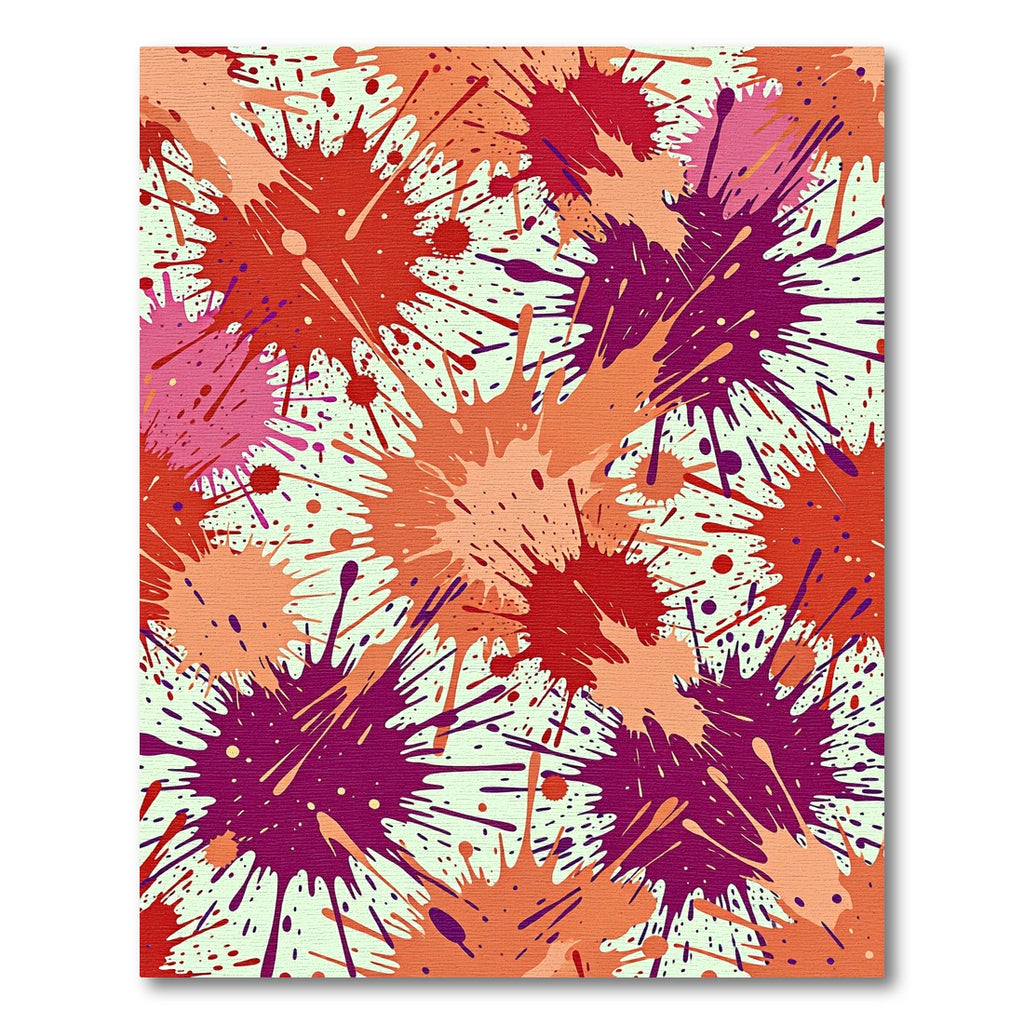 Abstract Red Orange Purple Paint Splatter Rug