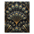 Elegant Black and Gold Peacock Fan Rug