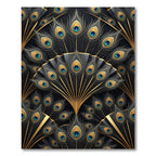Elegant Black and Gold Peacock Fan Rug