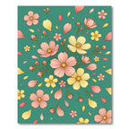 Pink Yellow Floating Floral Garden Rug