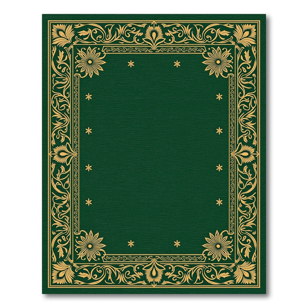 Golden Floral Border Dark Emerald Rug