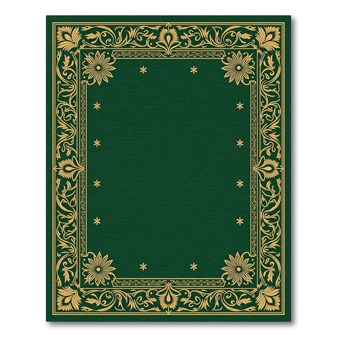 Golden Floral Border Dark Emerald Rug