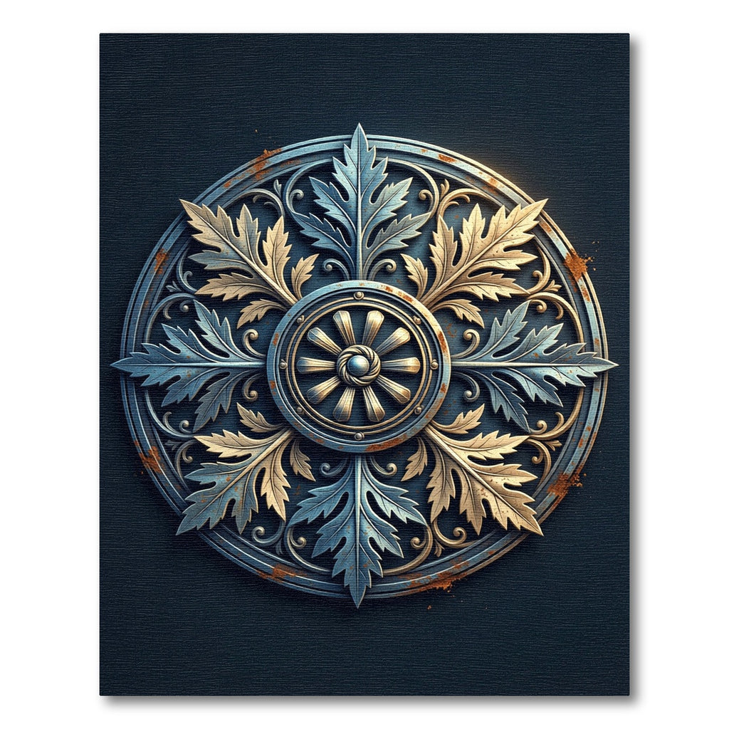Ornate Rustic Leaf Medallion Rug