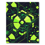 Neon Cyber Radiation Pixel Art Grid Rug