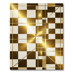 Geometric Golden White Abstract Squares Rug