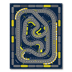 Dynamic Yellow Race Track Circuit Rug