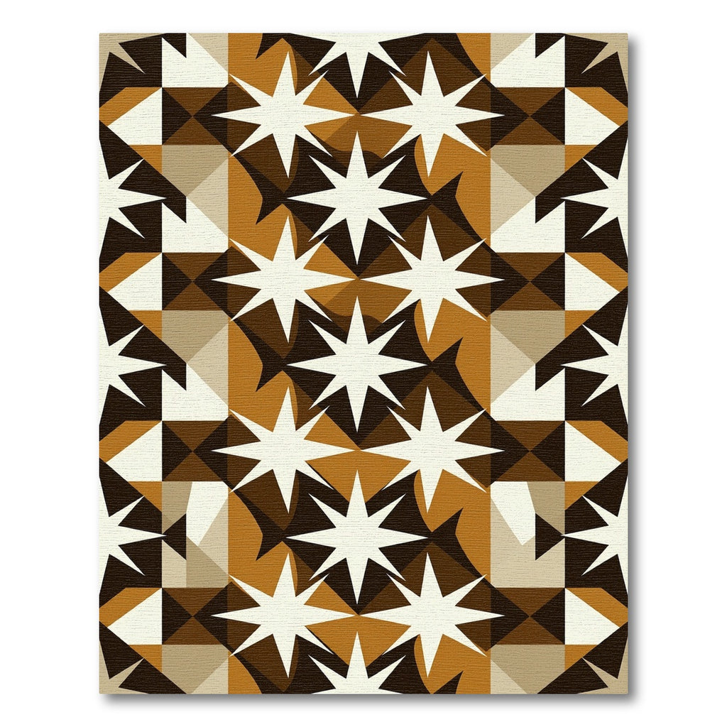 Geometric Starburst Brown Neutral Rug
