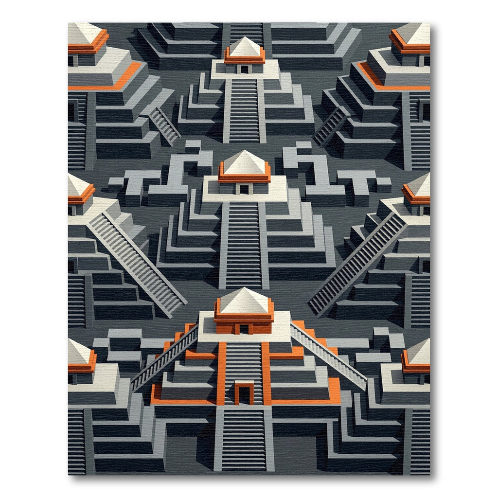 Monochromatic Aztec Temple Steps Rug