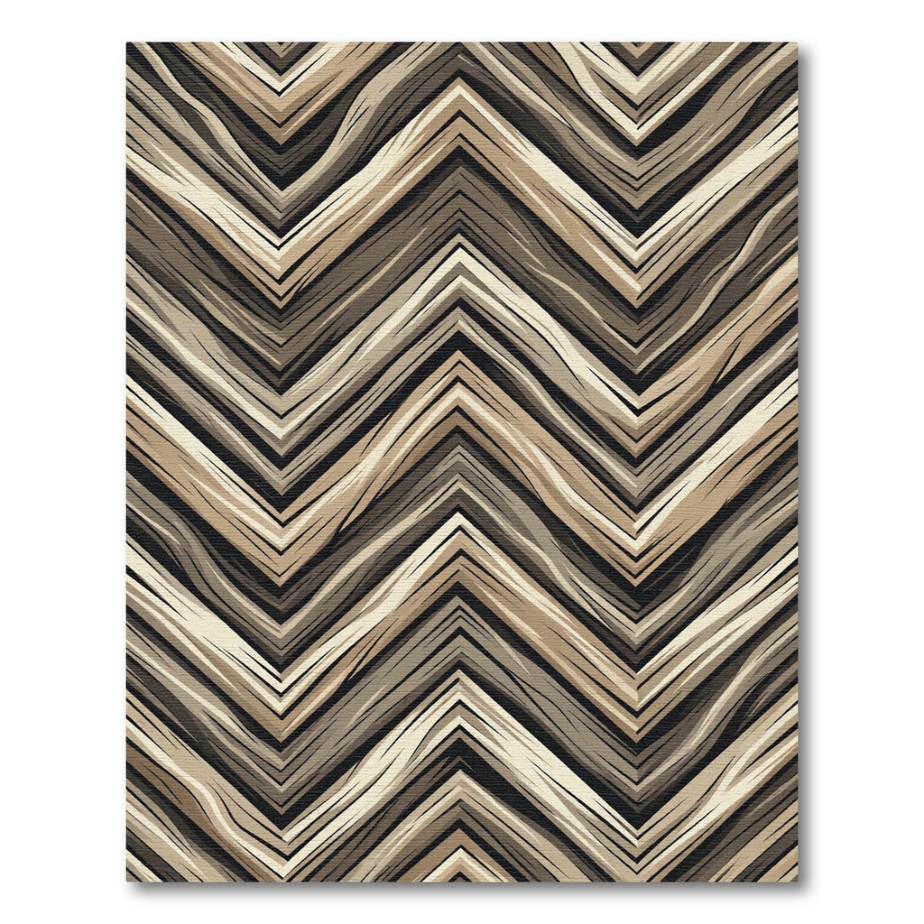 Earthy Wood Grain Chevron Rug