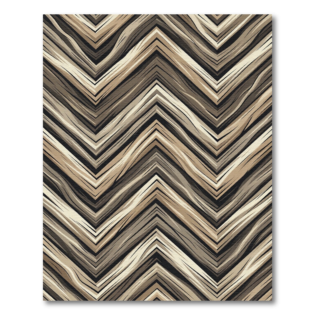 Earthy Wood Grain Chevron Rug